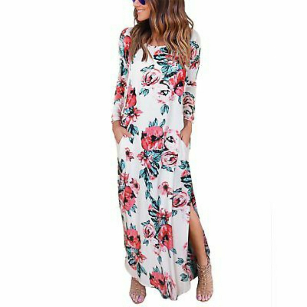 Floral Party Boho Pocket Long Maxi Dress